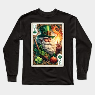 St. Patrick'S Day Leprechaun Shamrock Card Poker Playing Long Sleeve T-Shirt